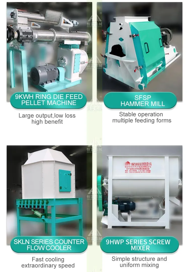 1-3tph Animal Feed Machine Production Line Including Grinding Machine, Pelletizer, Granulator, Mixer, Pellet Mill etc for Large Animal, Chicken, Poultry Feed