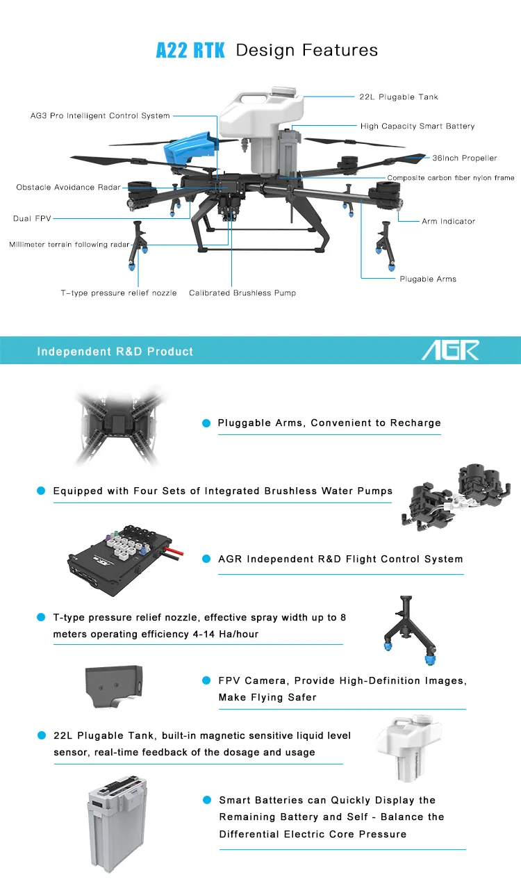 22L Big Capacity Pesticide Spraying Drone for Farming