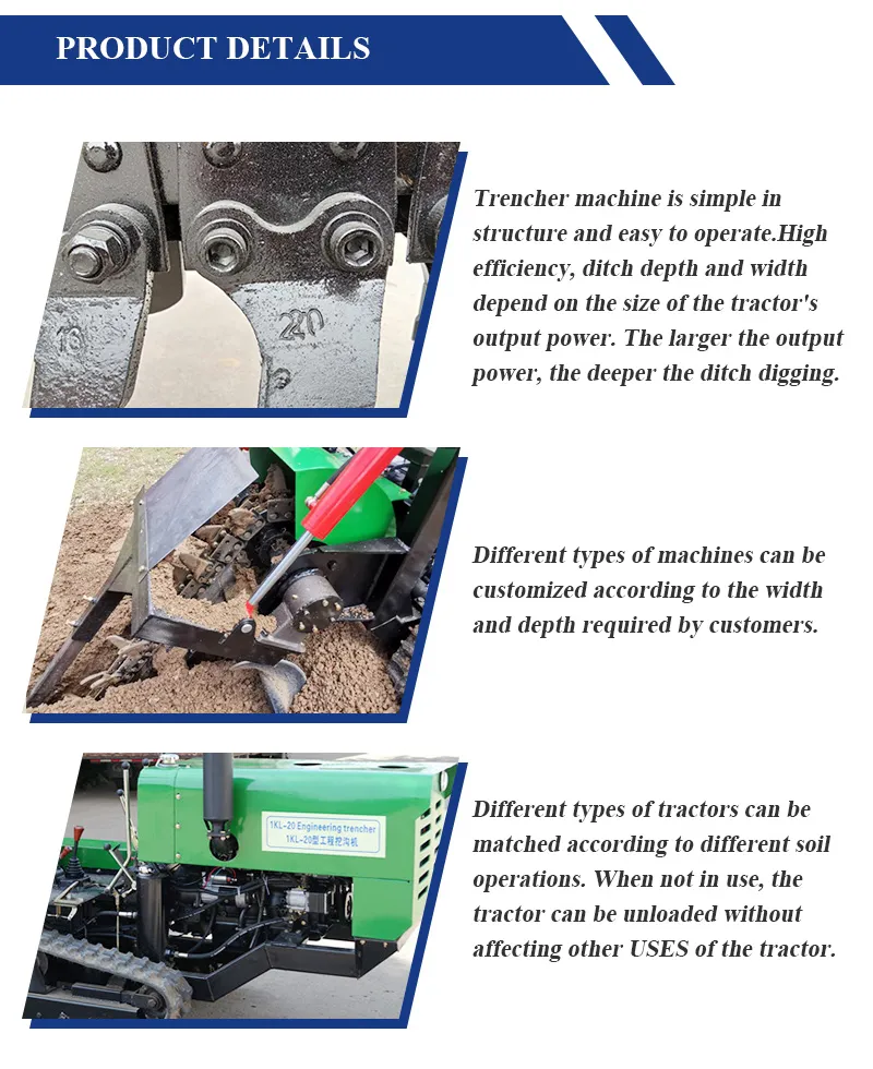 Agriculture Machinery Pto Driven Tractor Ditcher Trencher Mini Trencher Tractor Pto Sale Trencher Machine Ditcher for Sale
