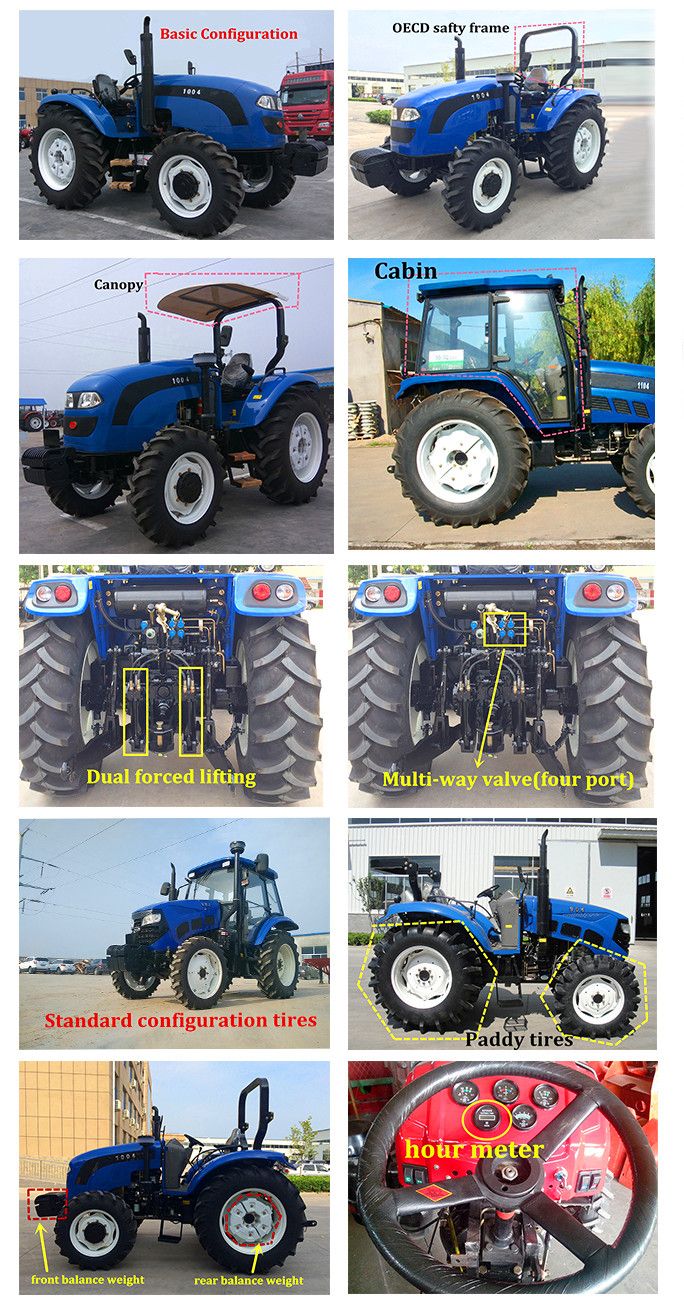 Australia Farm Tractor 70HP 60HP 80HP 4X4wd Wheel Tractor Agriucultural Machinery Graden Tractor Factory