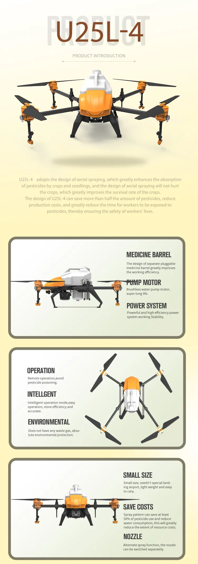 Autonomous Flying Portable Agricultural Electric Sprayer with Remote Control Same Function as Dji Mg-1s