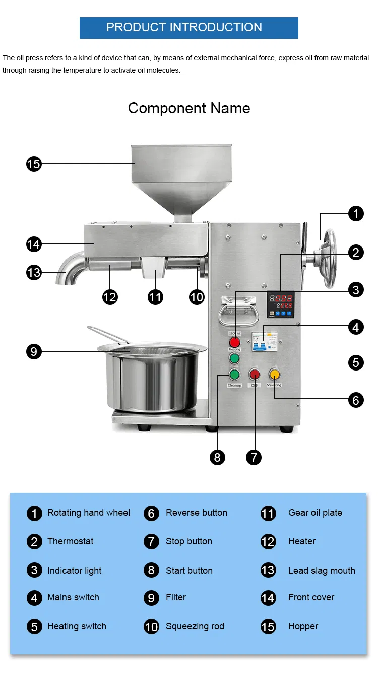 Extraction Olive Seal Making Pressing Cold Automatic Multifunction Commercial House Hand Made Oil Speller Press Pressed Machine