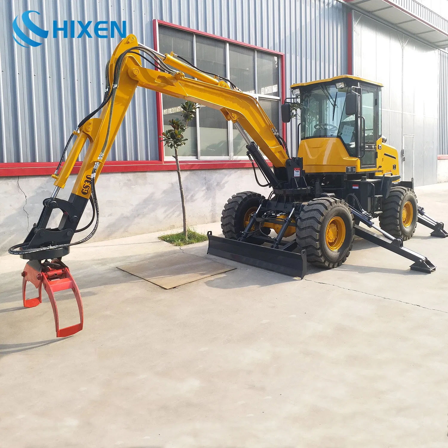 Forestry Machine 3.0ton Wheel Excavator with Log Grapple