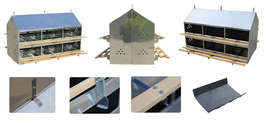 Hot Galvanized Steel 24 Hole Manual Egg Nest Box for Poultry Farm / Chicken House