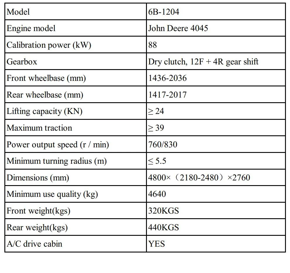 John Deere 6b-1204 120HP Agriculture Tractors with Factory Price