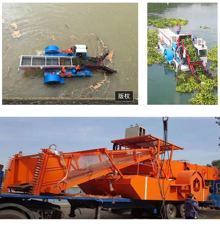 Mowing Boat Lake Weed Cutter Colletor Floating Garabage Collecting Trash Skimmer Boat Aquatic Water Weed Plant Cutting Harvester