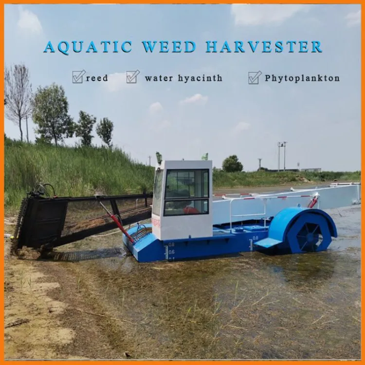 Mowing Boat Lake Weed Cutter Colletor Floating Garabage Collecting Trash Skimmer Boat Aquatic Water Weed Plant Cutting Harvester