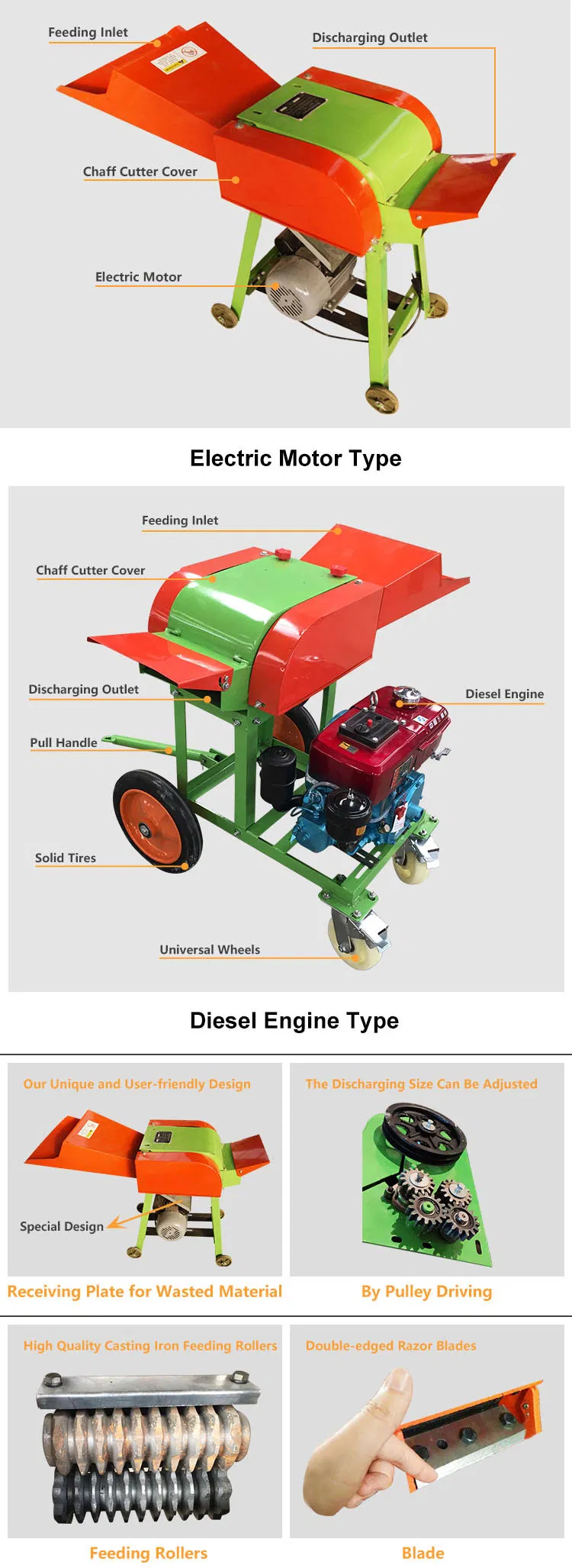 Poultry Equipment Silage Chopping Chaff Cutter Machine